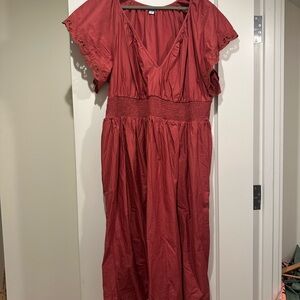 Old Navy Red Maxi Dress with eyelet detail sleeves